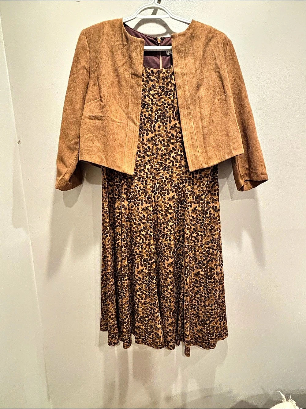 J Howard Animal Print Midi Dress Set Brown Size 12